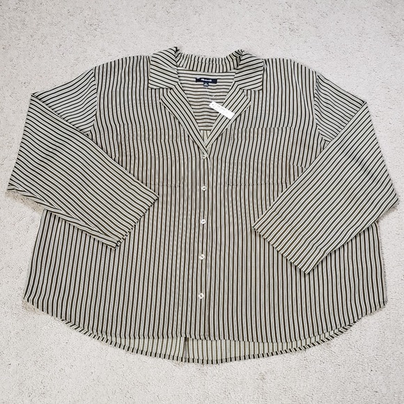 NWT Madewell Resort Striped Shirt Womens Plus 2X Brown White Stripe Seersucker - Picture 6 of 13